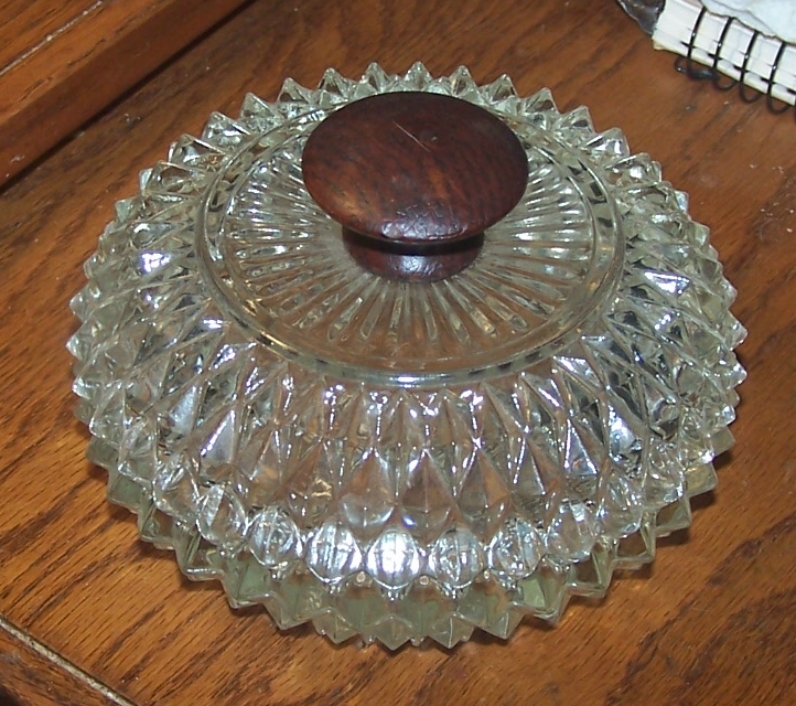 Covered Glass Bowl need info. Antiques Board