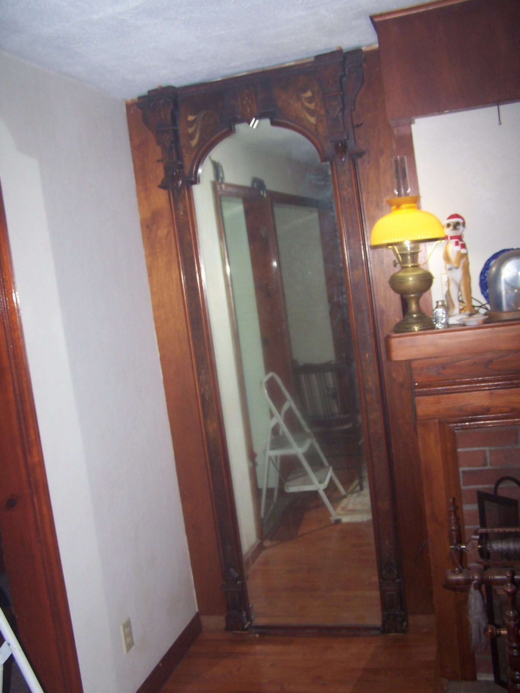 Getting ready to stand the mirror. Need Ideas to secure it Antiques Board
