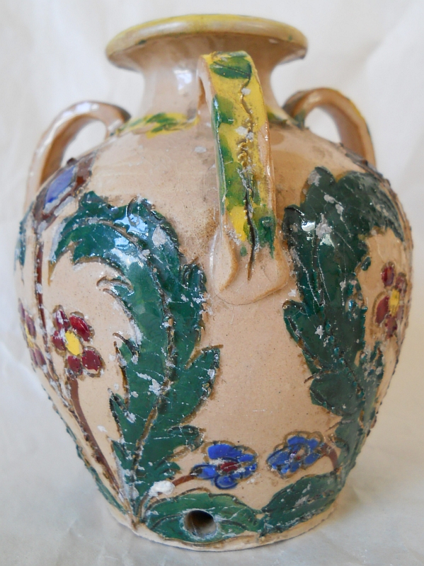 040-ITALY-POTTERY-THREE-HANDLES-FOLK-ART-JUG-VASE-INCISED-FLORAL-800H.jpg