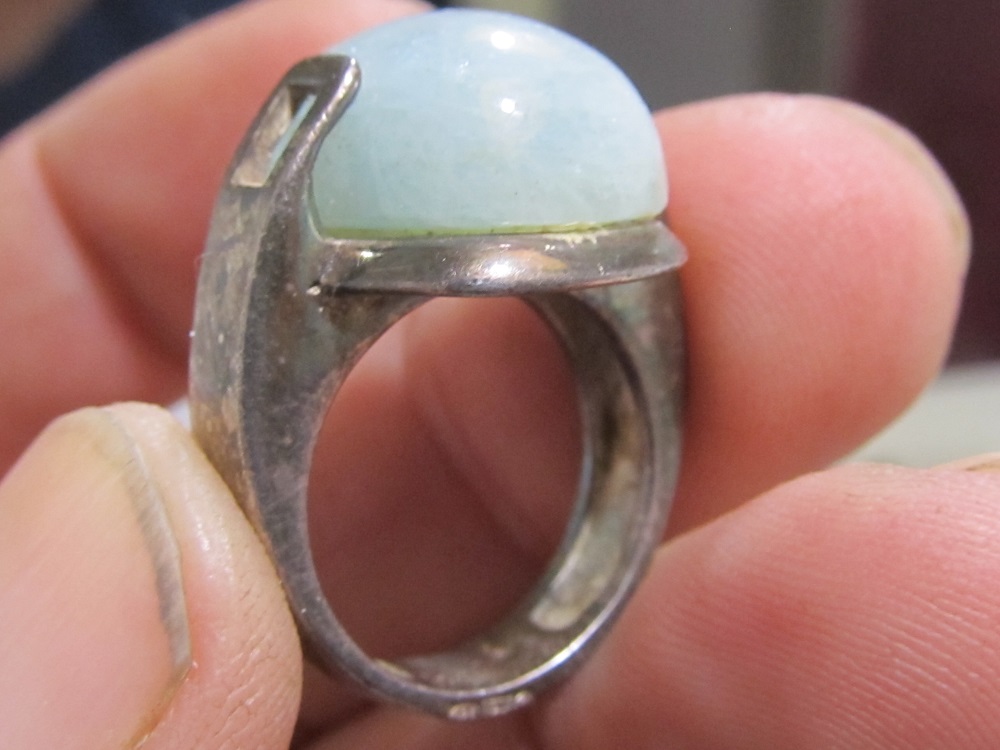 Sterling silver Italy ring green stone | Antiques Board