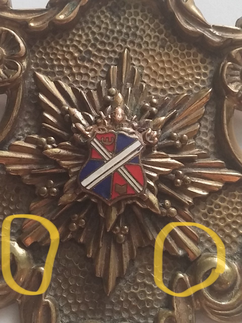 Unusual Badge Brooch with Coat of Arms (Military?) Antiques Board