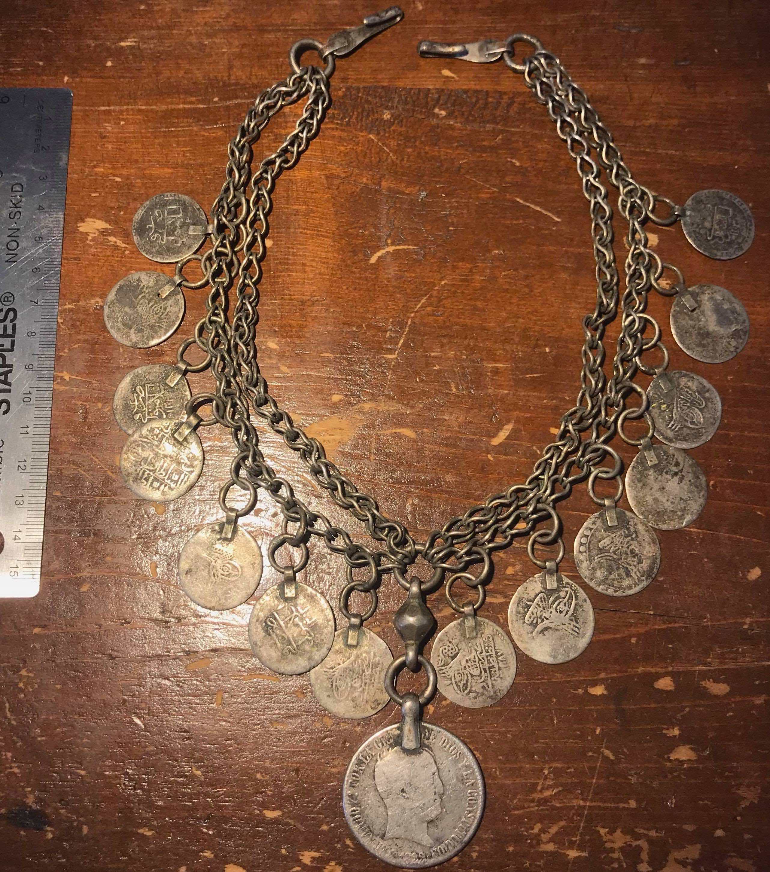 An early Middle-Eastern Silver Coin Necklace.