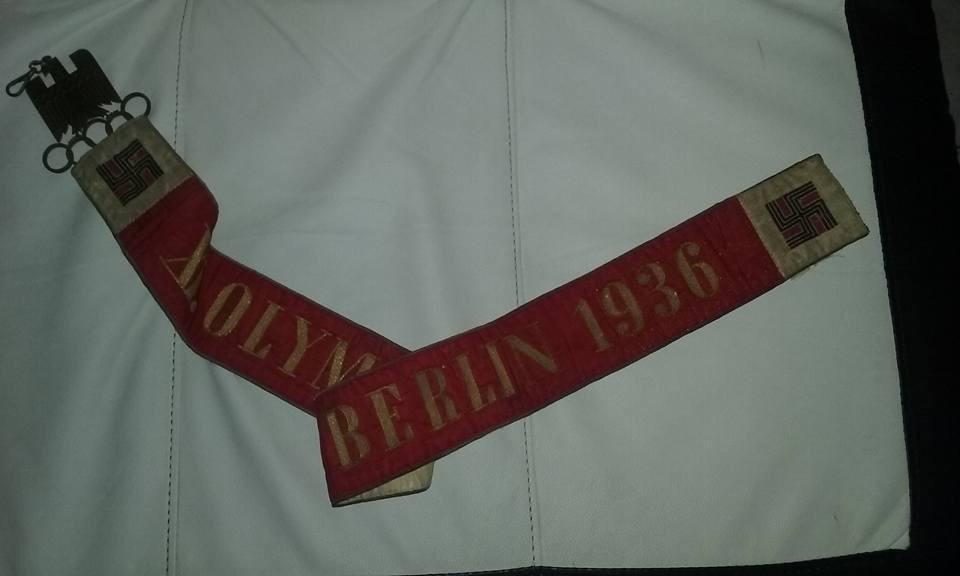 1936 Berlin Olympic flag pendant streamer lanyard standard summer Olympics band ribbon.jpg