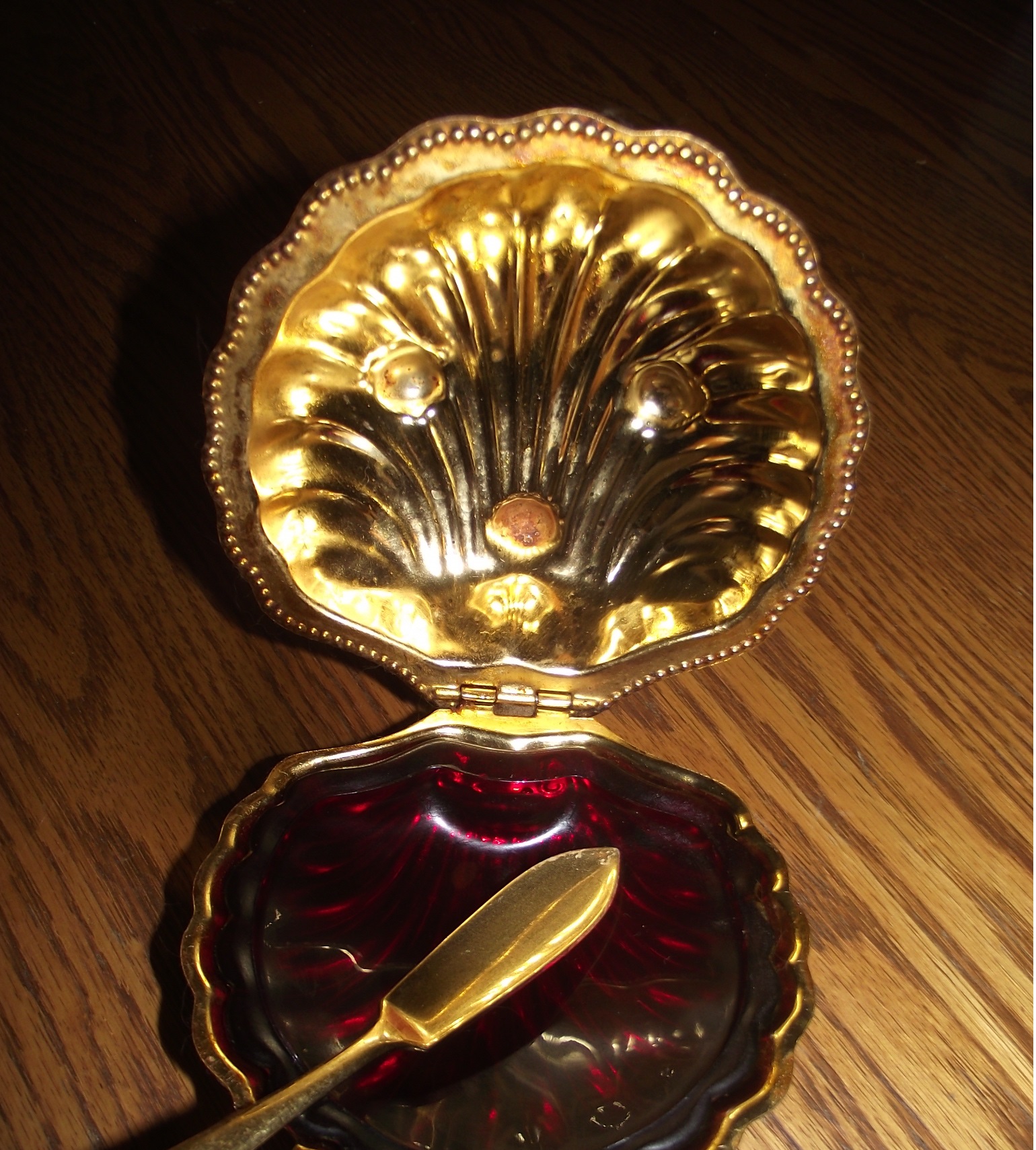 Mayell Gold Plated Shell Butter/Caviar Dish Antiques Board