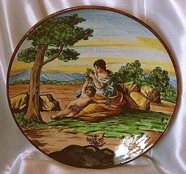 2002-04-11 Majolica Faience 11in Mother and Child Plate - a.jpg
