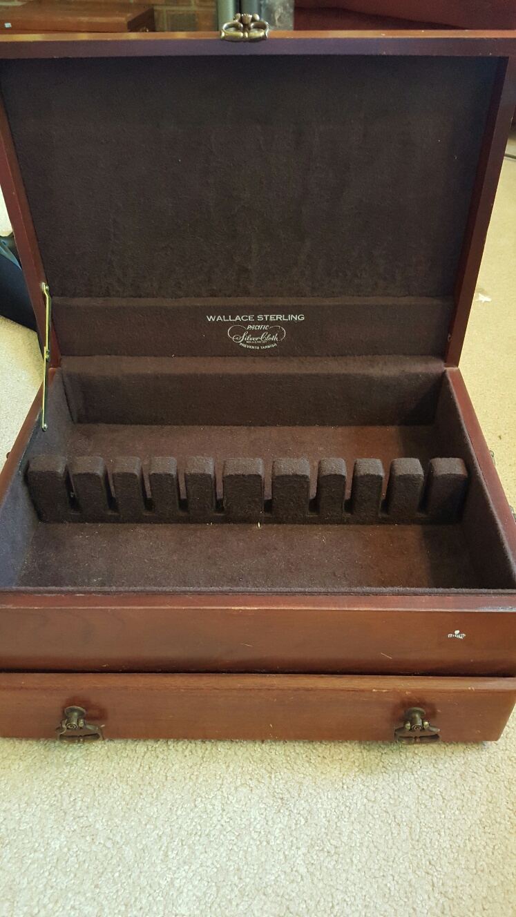 Rid of musty smell in flatware chest? What wood is this 