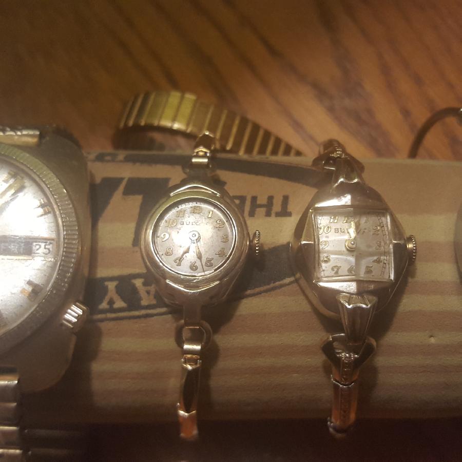 Vintage Bulova watches/gold bands Antiques Board