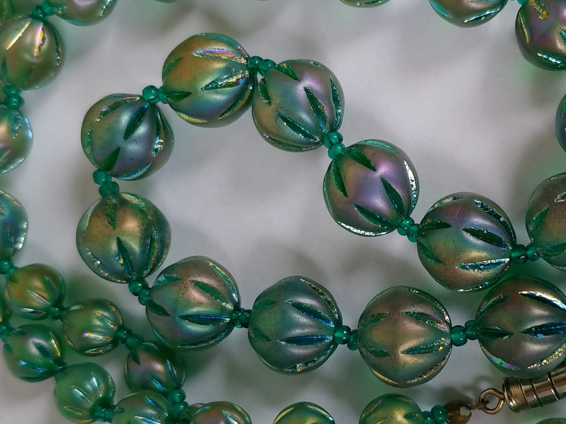 Unusual Glass Bead necklace Antiques Board