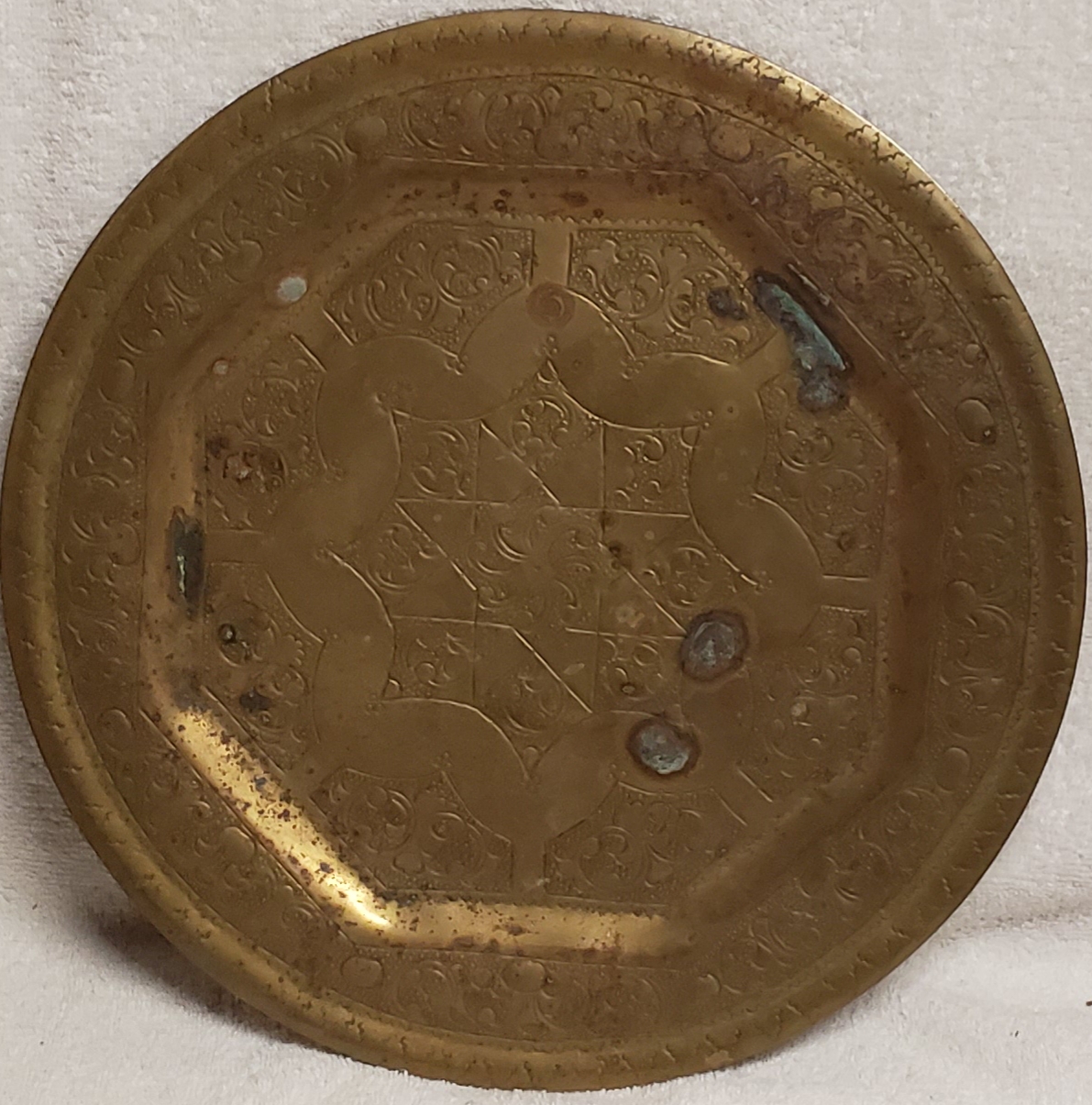 Help identify mark on brass etched dish Antiques Board