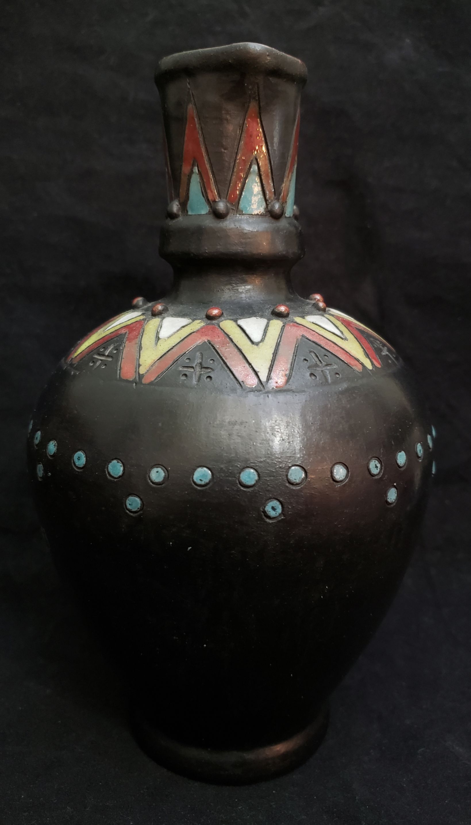 Black clay pottery pitcher Antiques Board