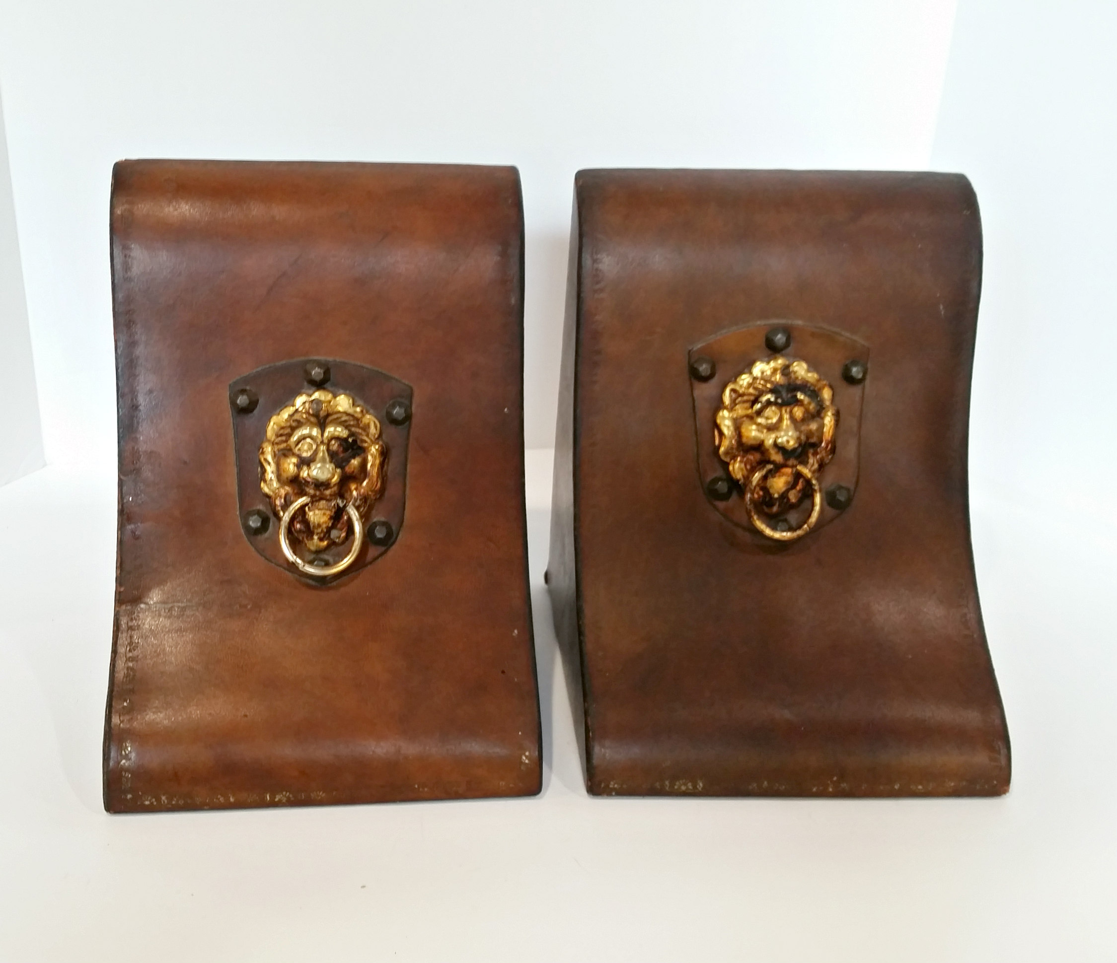 Leather Lion Bookends Antiques Board