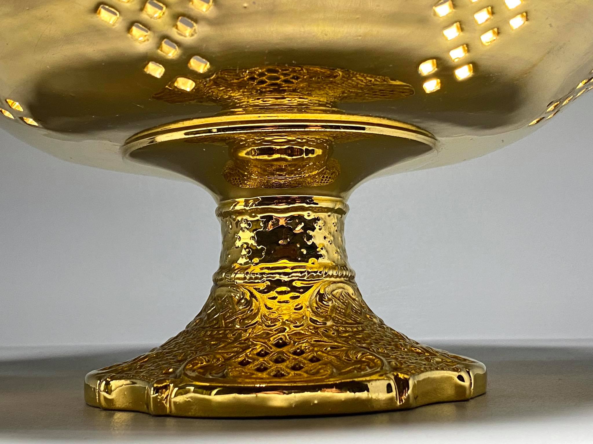 Gold porcelain footed bowl Antiques Board