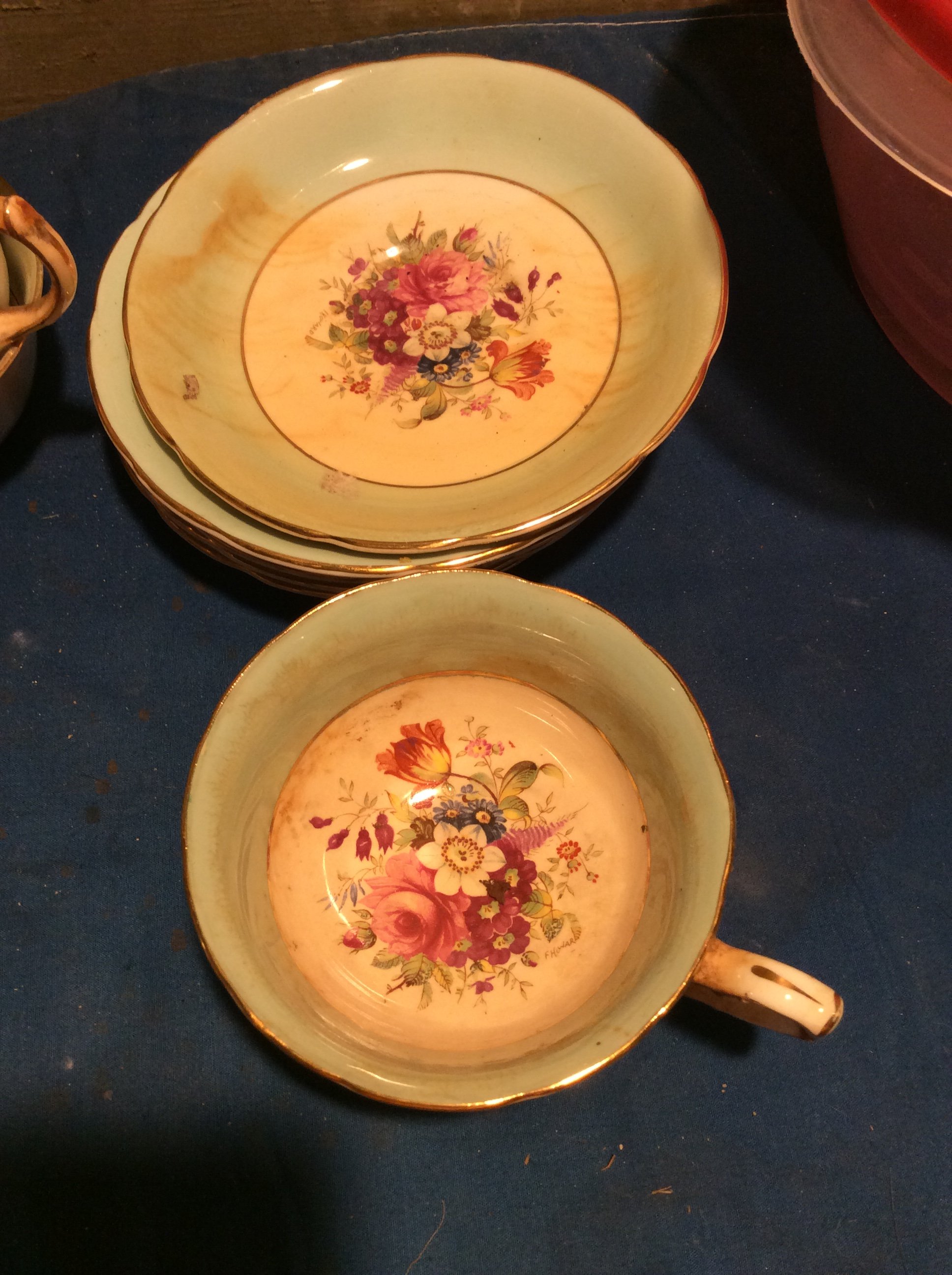 Stained cups and saucers Antiques Board