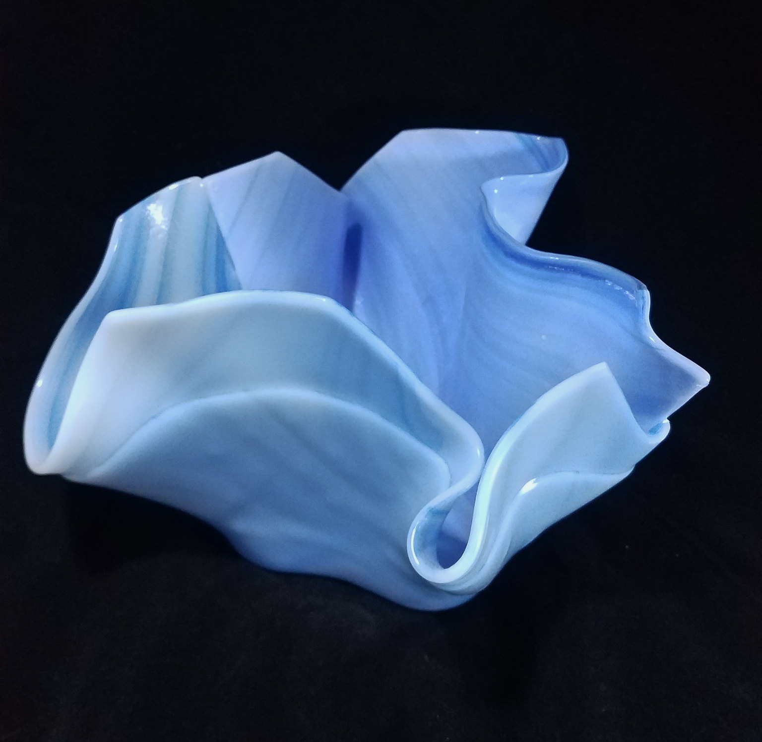 Slag? glass fused panels handkerchief bowl/vase/thing Antiques Board