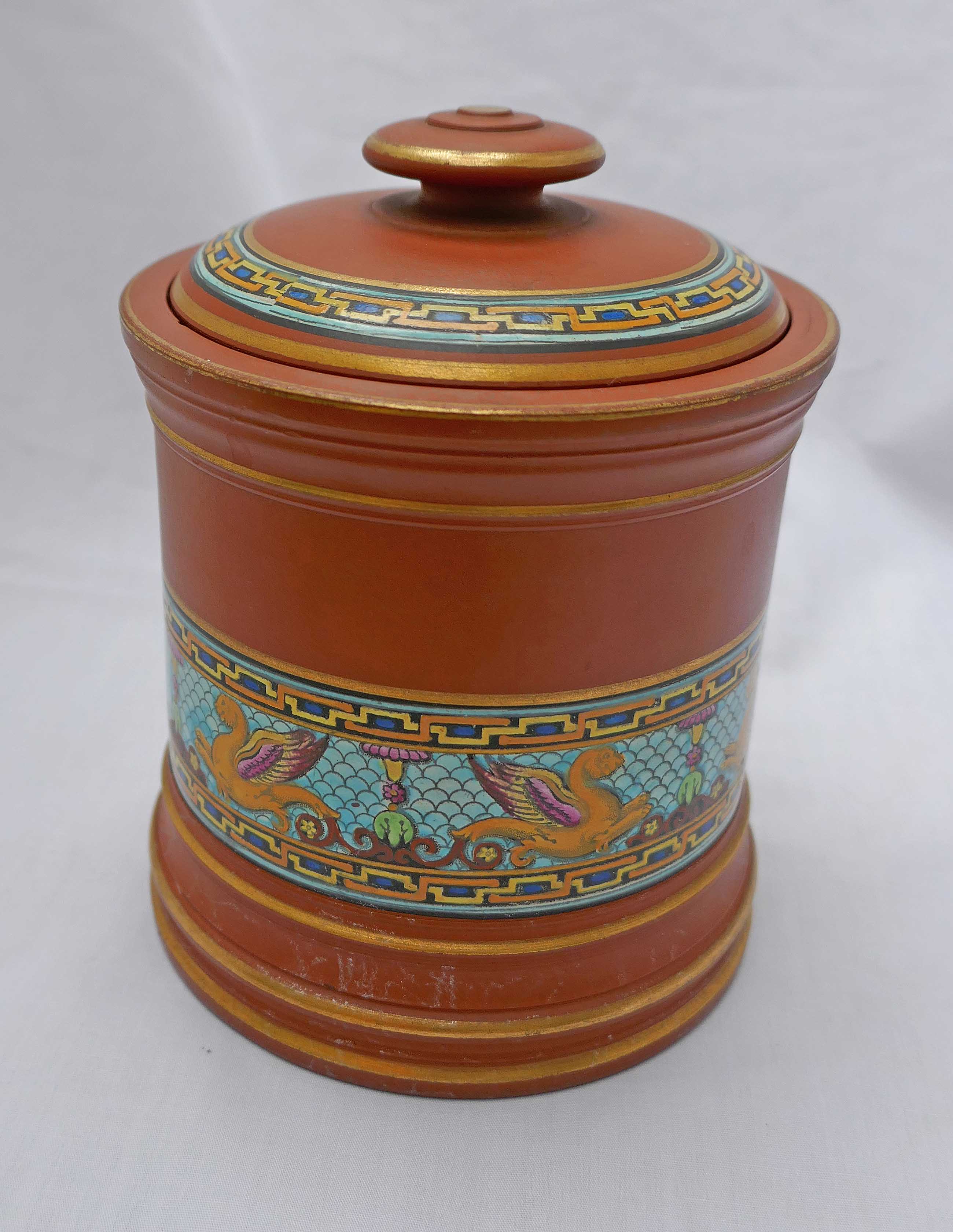 25. Mid 19th C Prattware lidded jar.jpg
