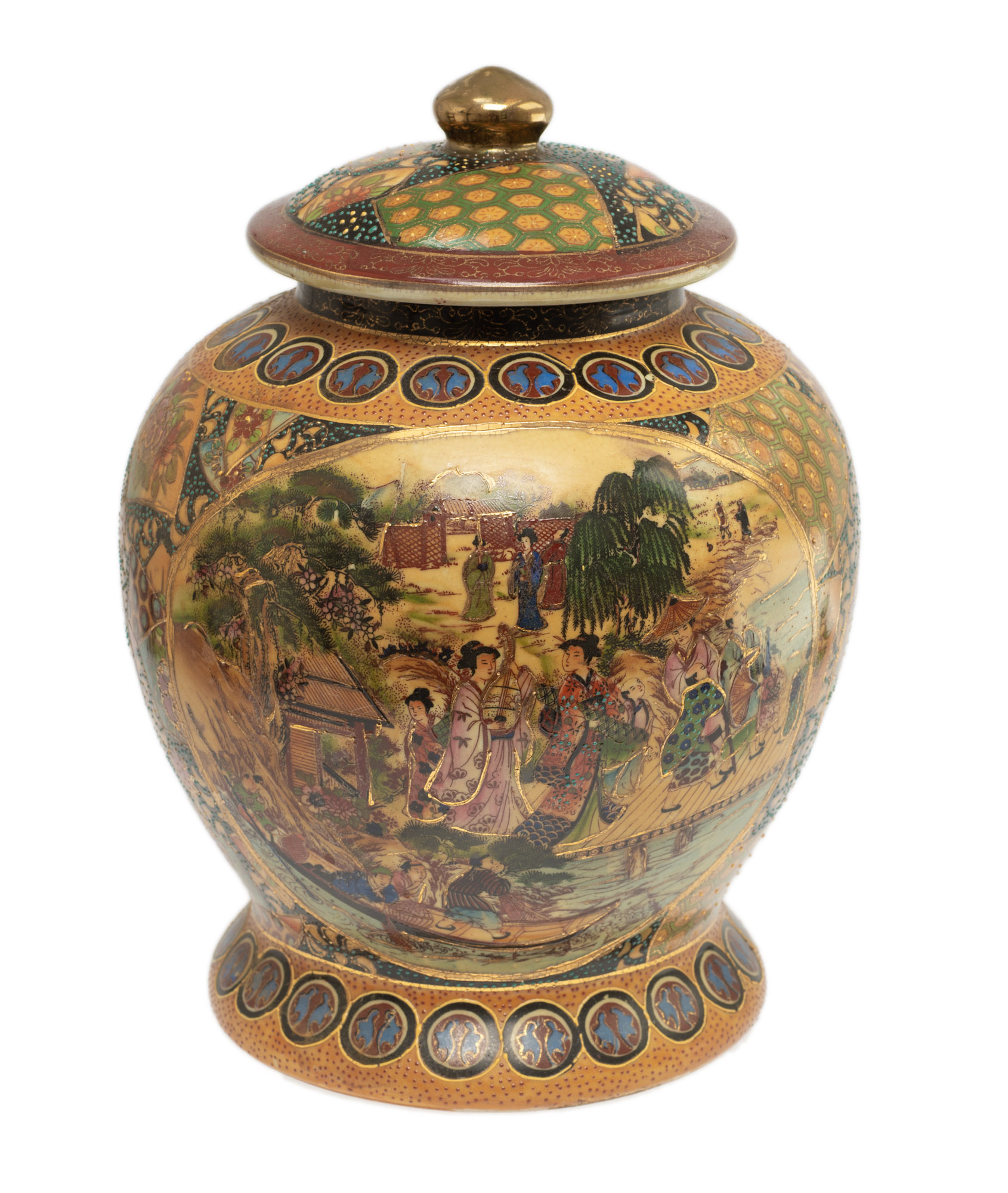 Chinese Style Satsuma Temple Jar Antiques Board