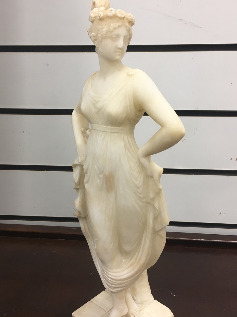 Alabaster Woman Statue Antiques Board