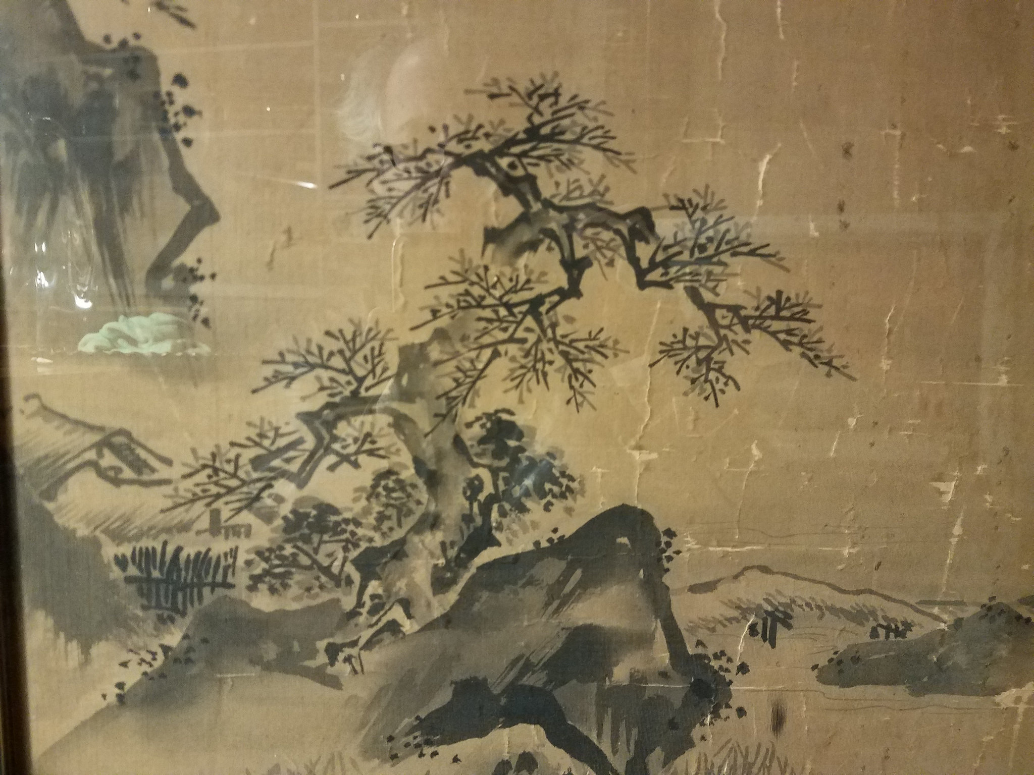 Ink wash painting on silk - Chinese - possibly very old ...