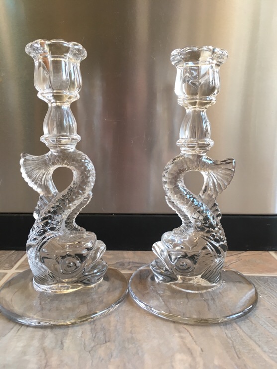 Glass Dolphin Candlesticks Antiques Board