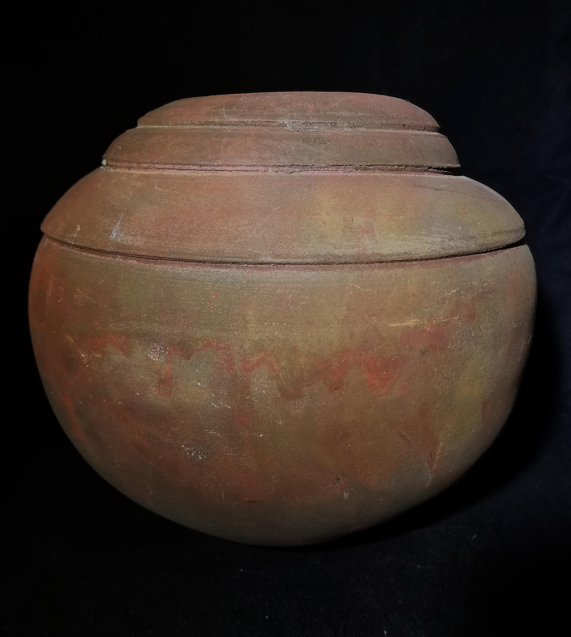 Unglazed pottery clay pot signed "GROSS" Antiques Board