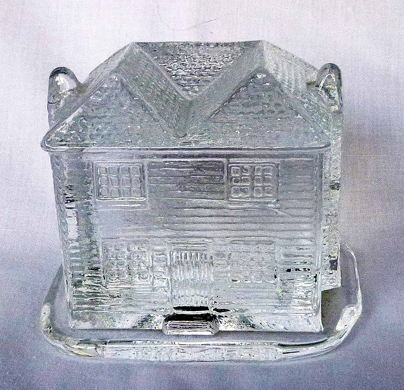 38. Scandinavian glass lead crystal house paperweight.jpg