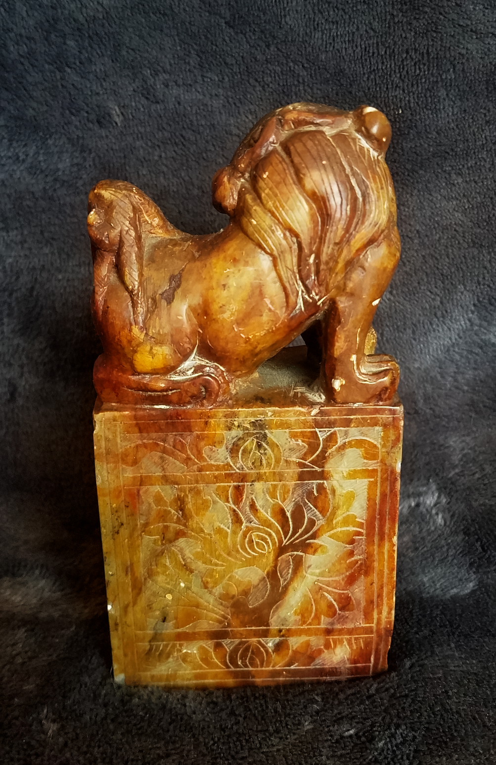 Pair of chinese carved soapstone foo dogs/lions Antiques Board