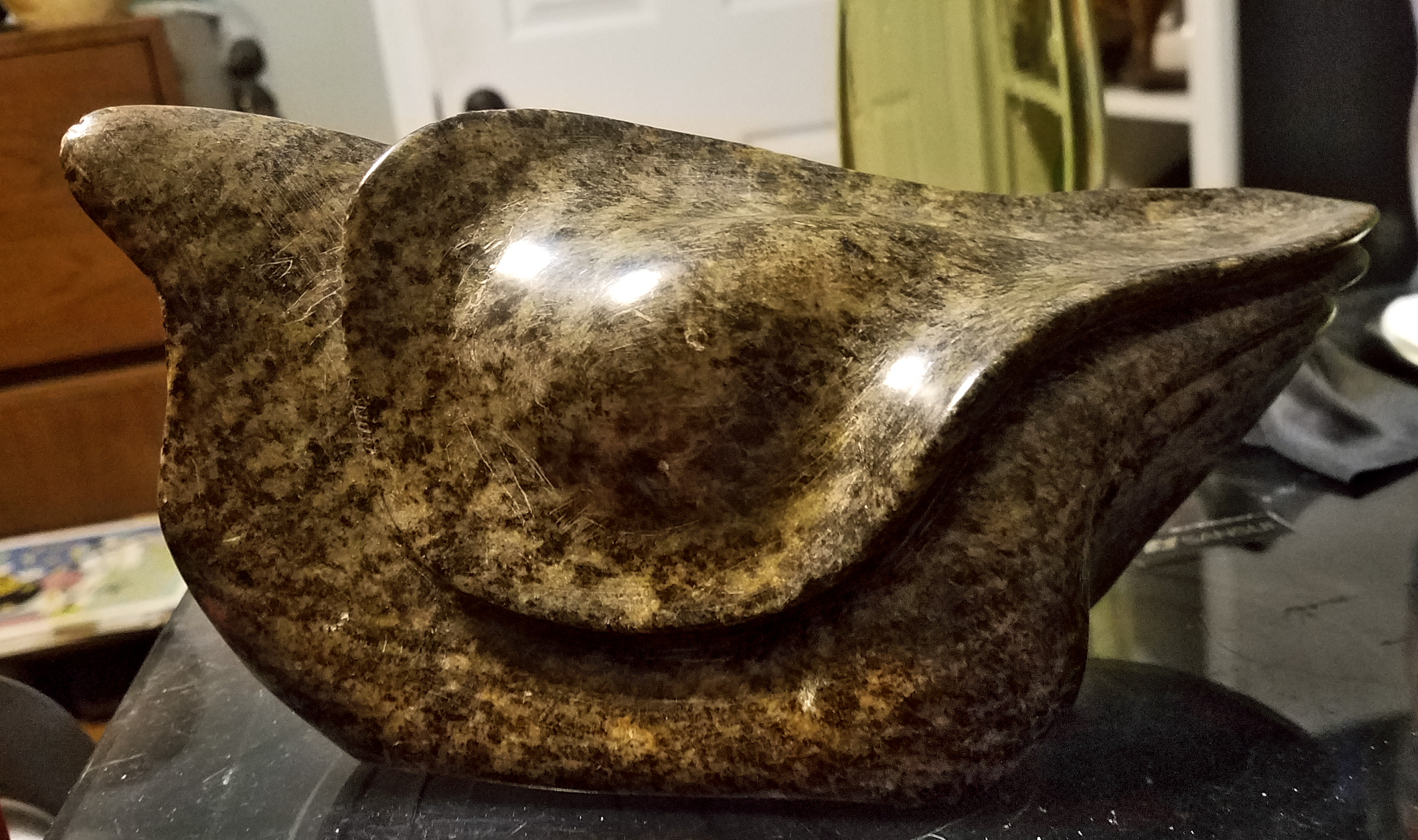 Soapstone carving abstractish signed Antiques Board