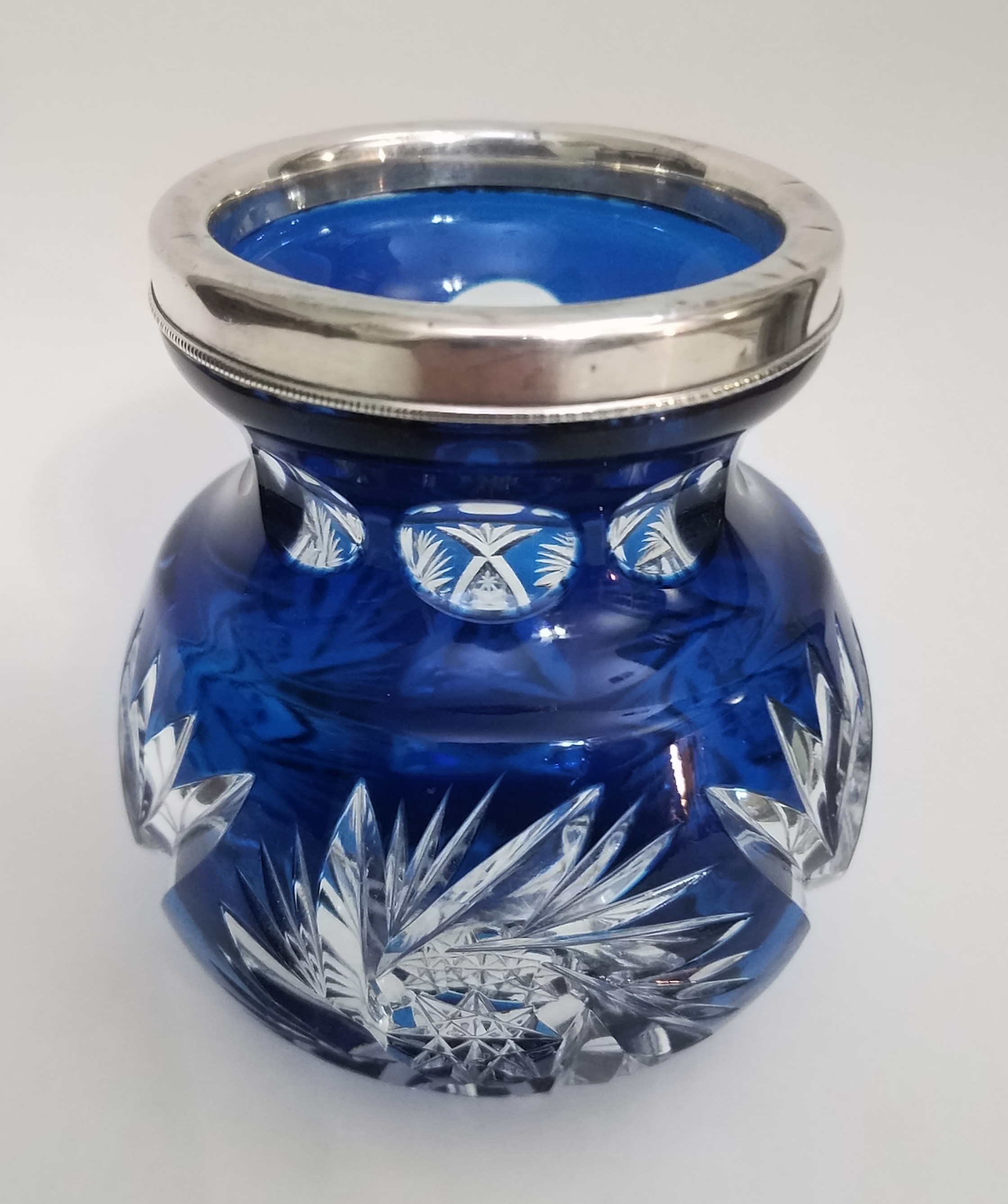 Cut crystal jar silver mounted Czech or French? Antiques Board