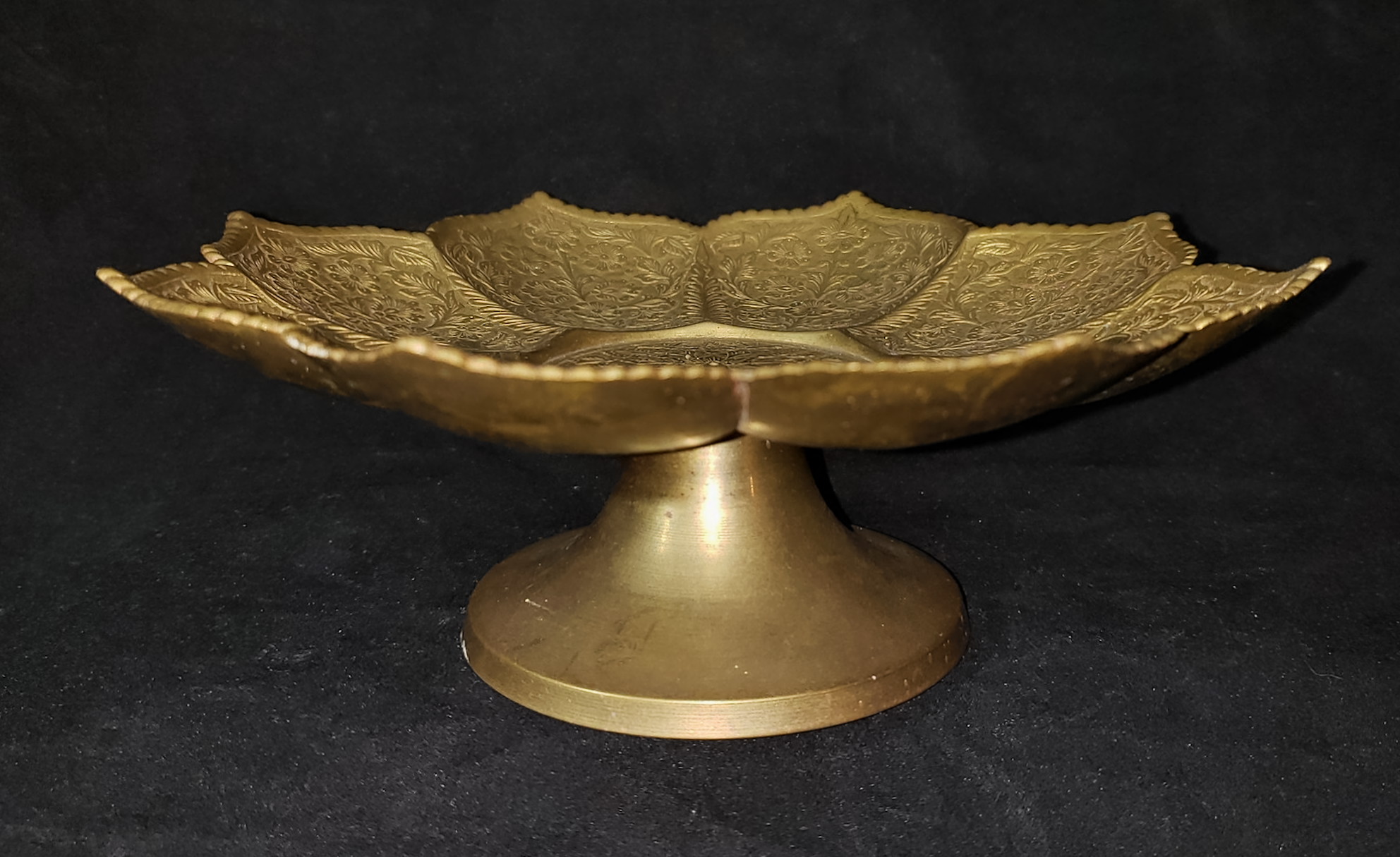 Brass lotus shaped footed bowl floral decoration India? and when? Antiques Board