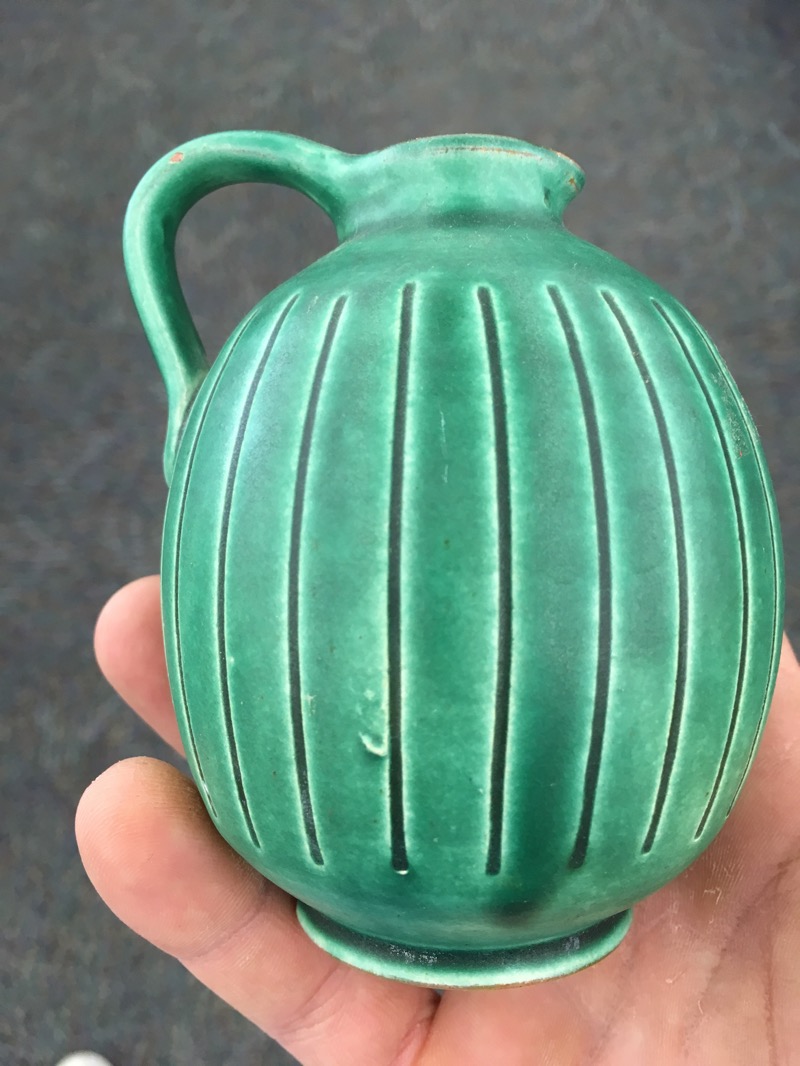 Small Pottery Jug Signed HB Antiques Board