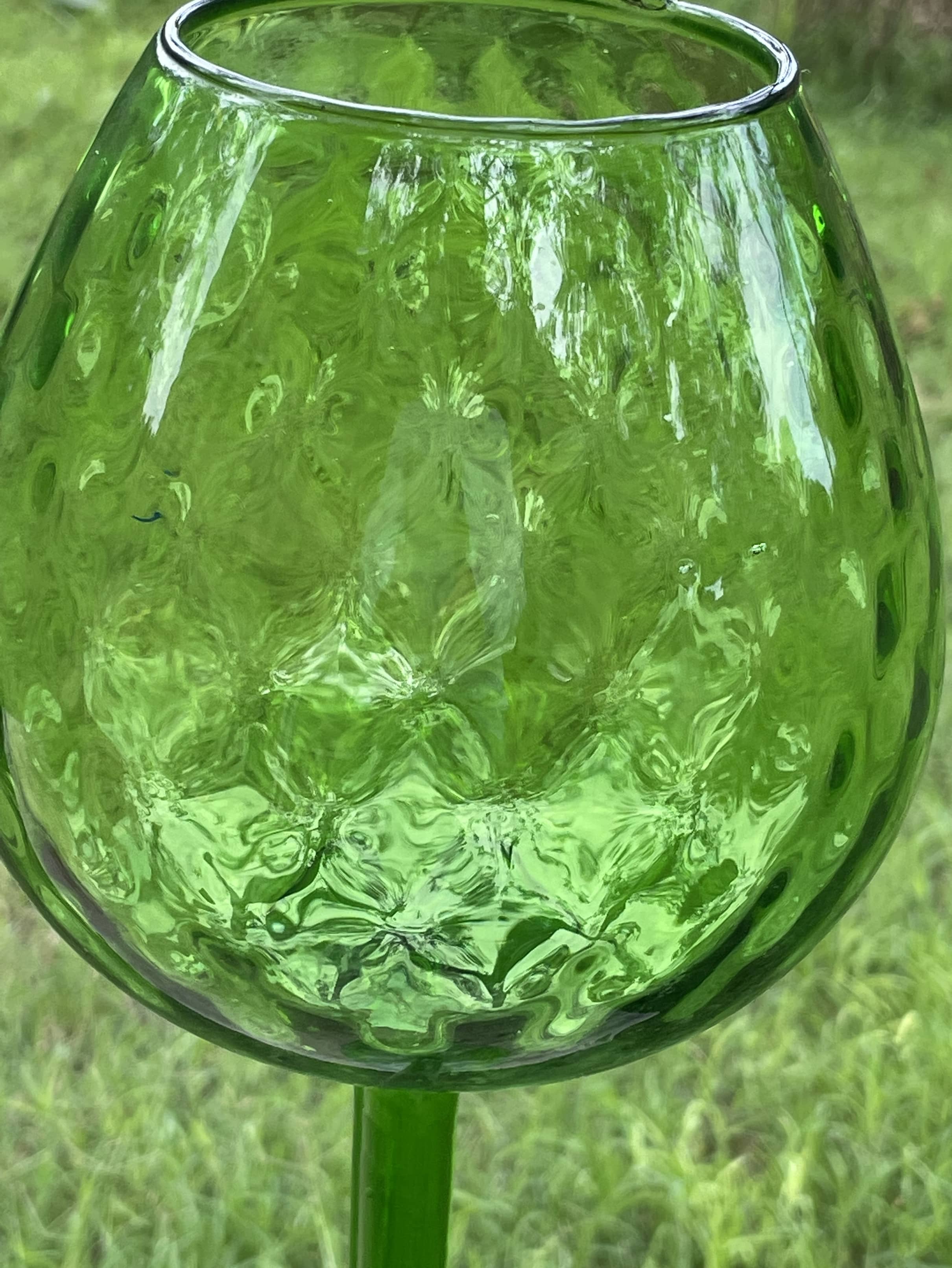 Tall green glass candle holders Antiques Board