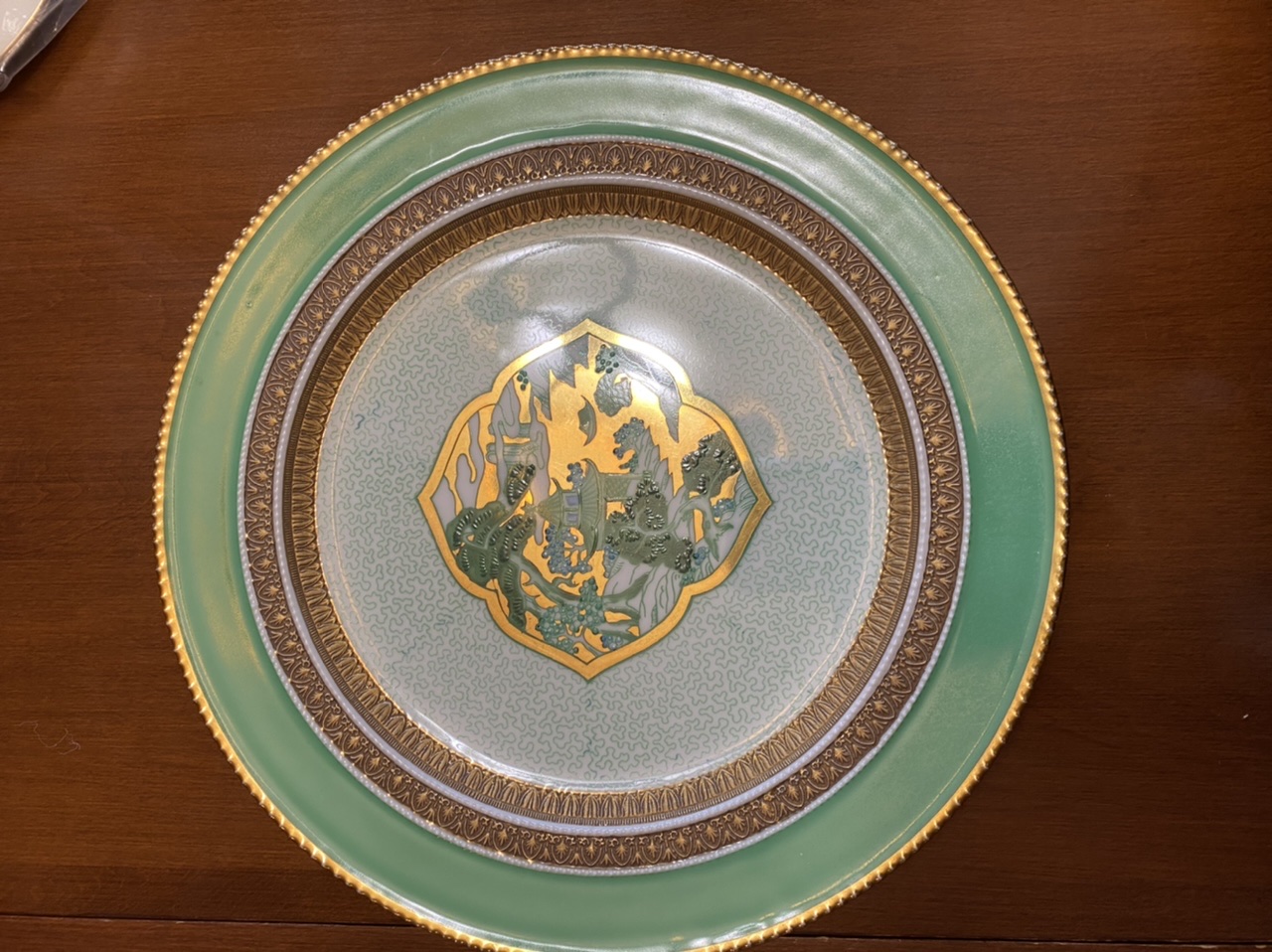 Noritake Emerald and gold dinner plate Antiques Board