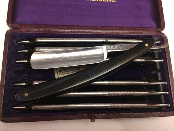 SevenDay Straight Razor Set (Sheffield, ca. 1910) Antiques Board