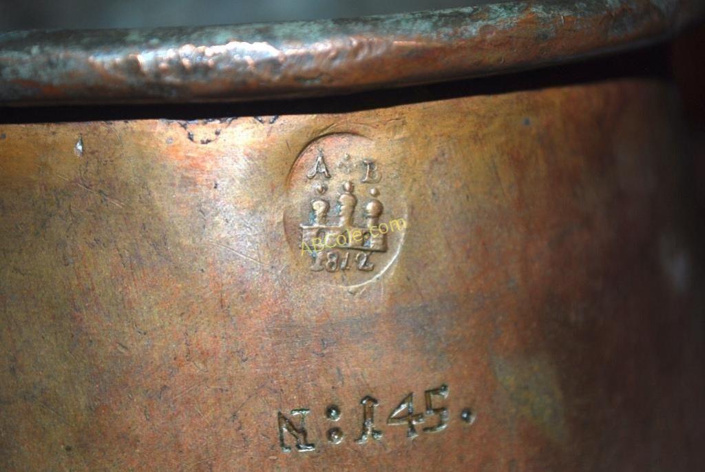 1812 Copper kettle hall mark Antiques Board