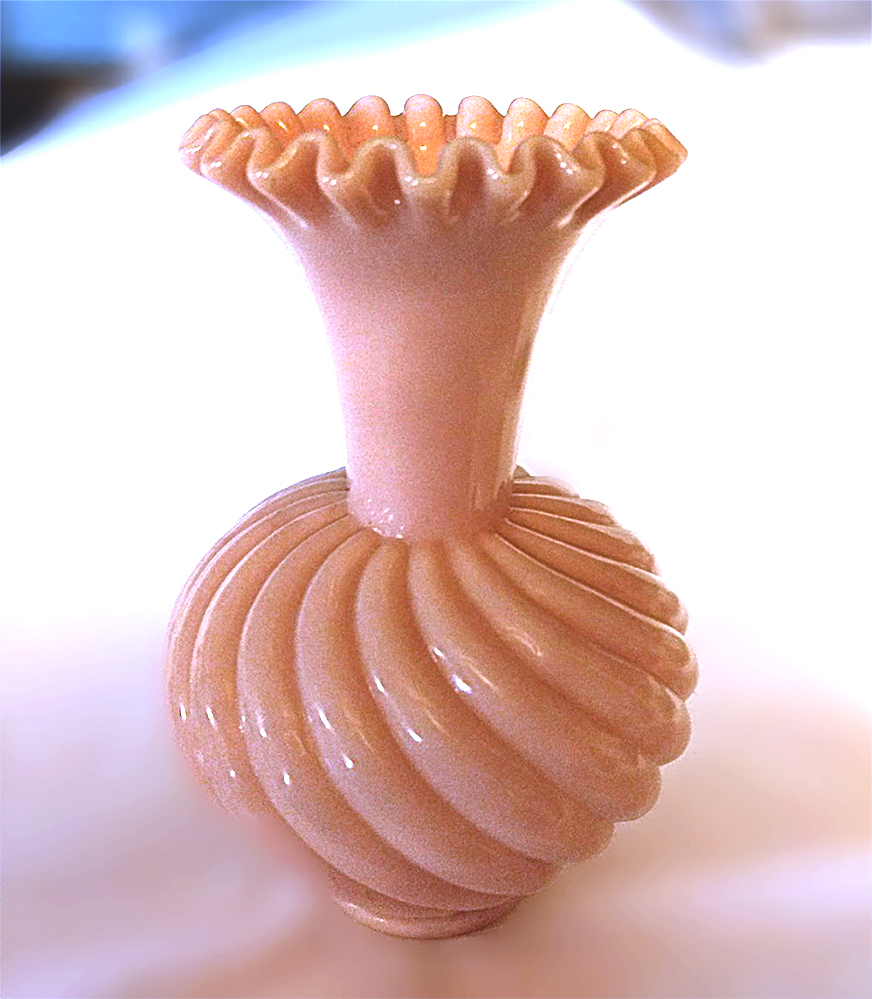 Pink milk glass vase -- Fenton? 1950s? | Antiques Board