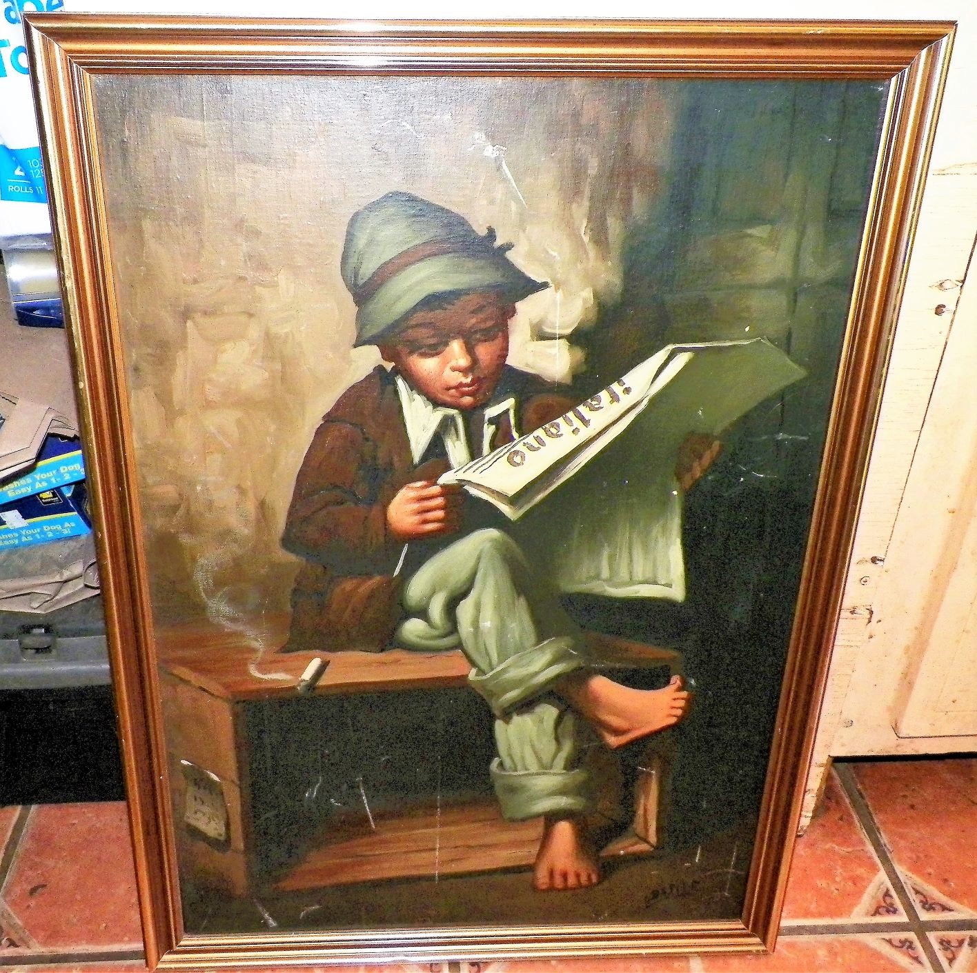 AA ART PAINTING BASILE BOY READING PAPER SMOKING CIGARETTE 1A.JPG