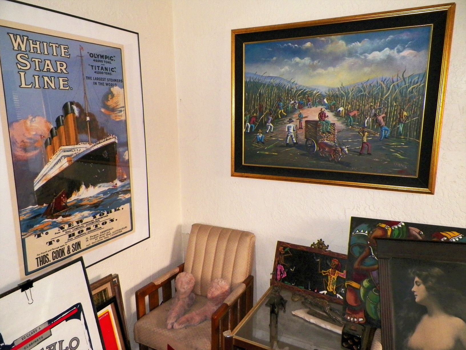 AA ART PAINTING HAITIAN LARGE RED WHITE BLUE FIND 1AA.JPG