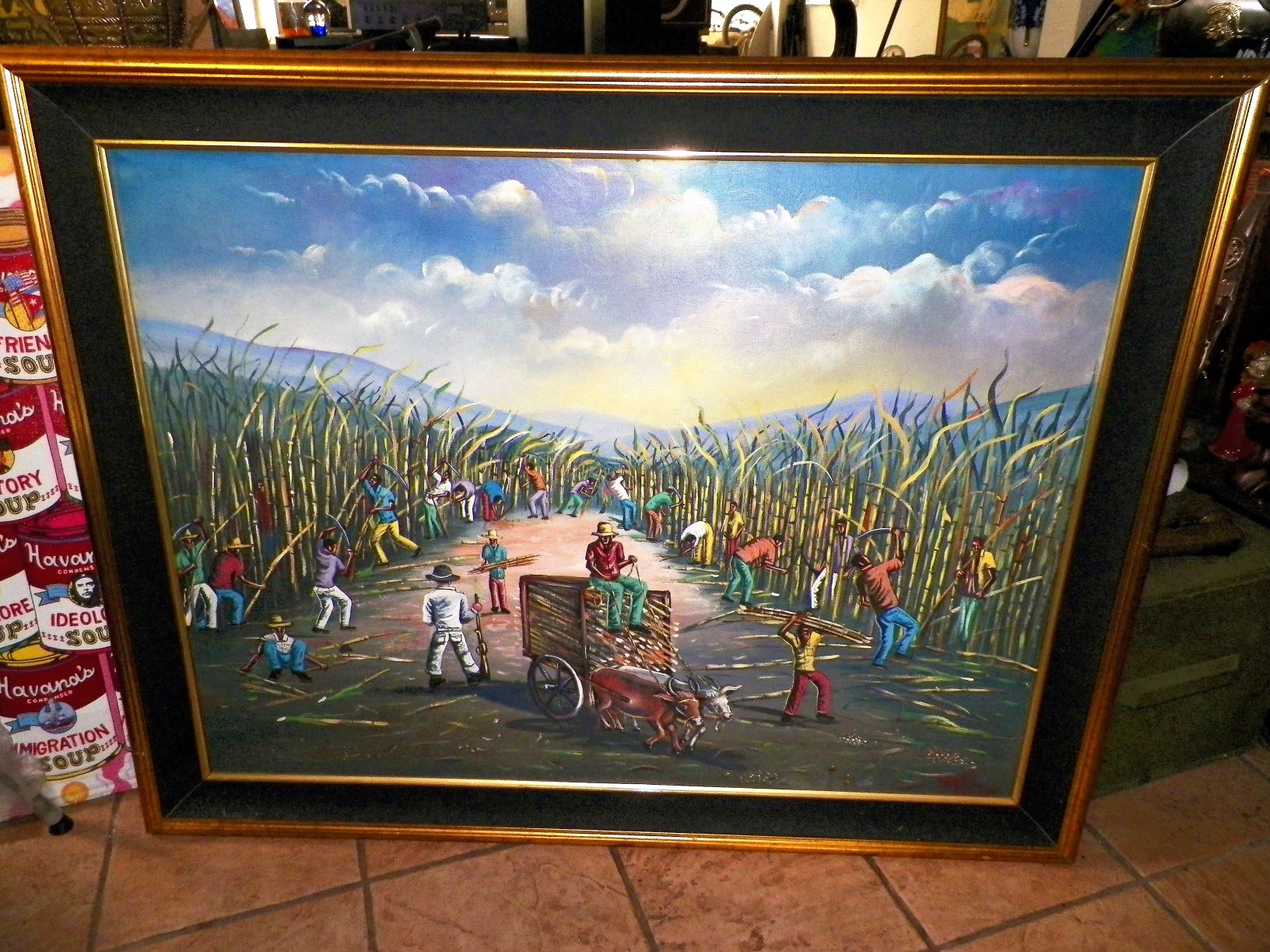 AA ART PAINTING HAITIAN LARGE RED WHITE BLUE FIND 2AA.JPG