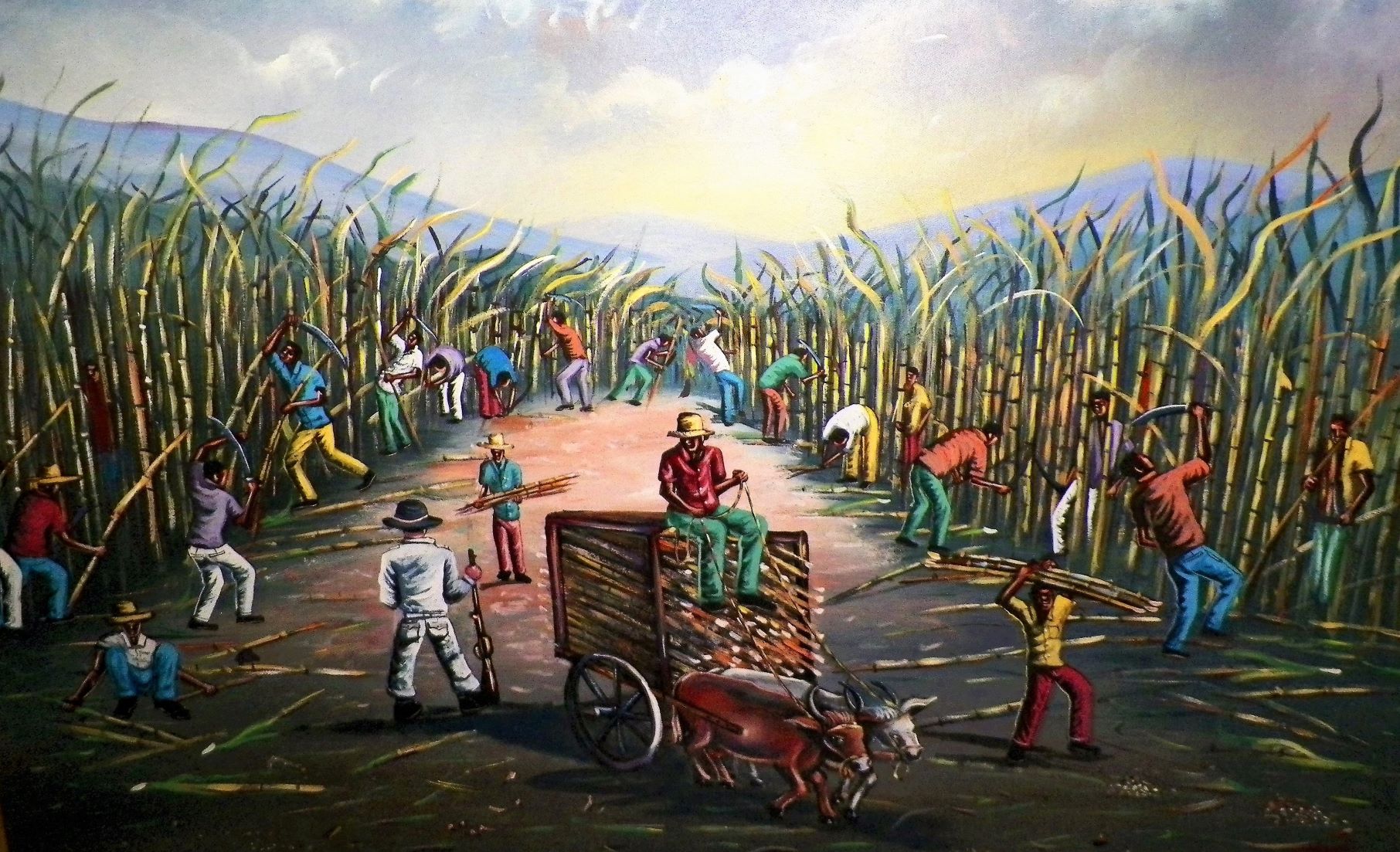 AA ART PAINTING HAITIAN LARGE RED WHITE BLUE FIND 3AAA.JPG