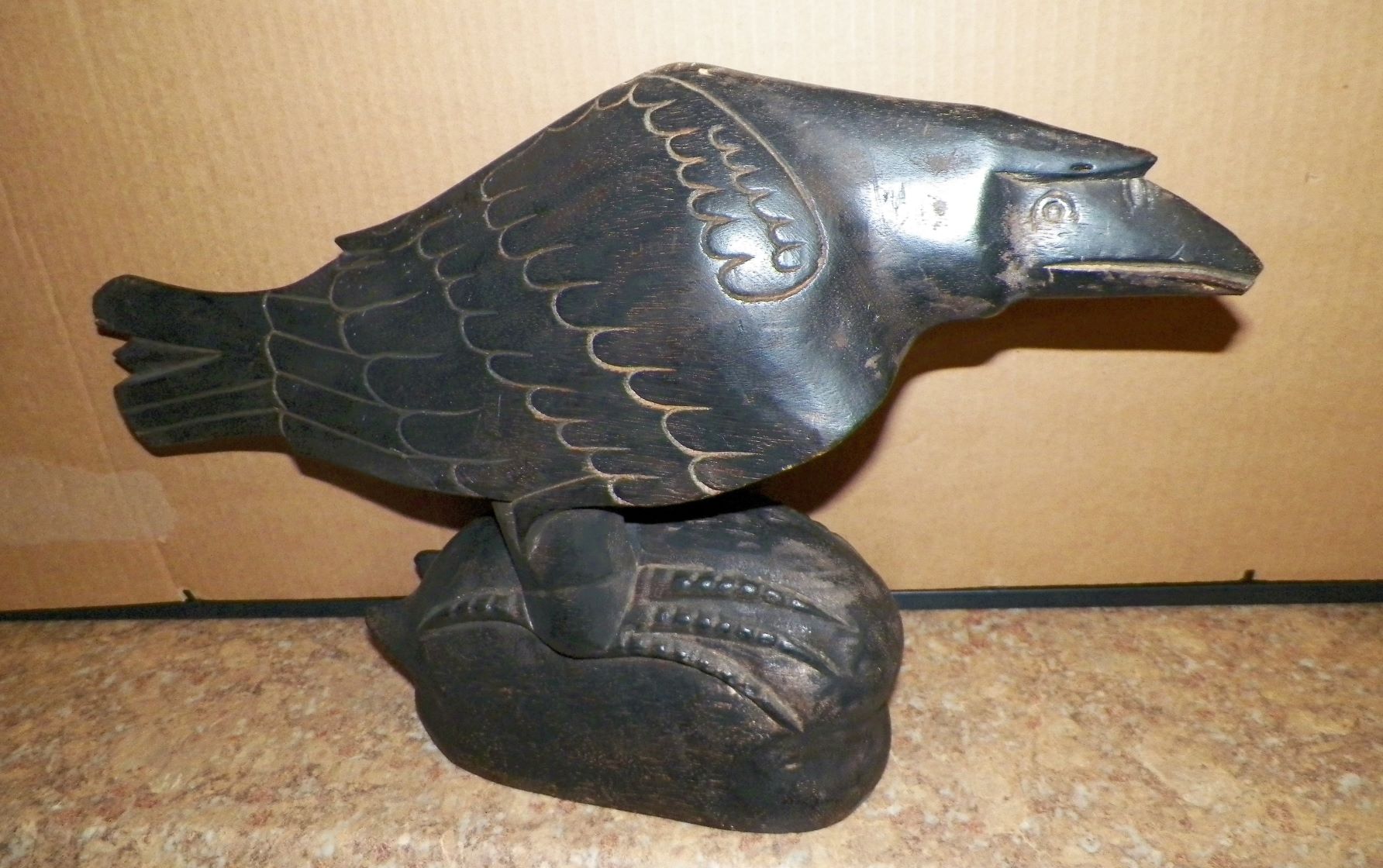 AA ART STATUE BIRD WOOD CARVING 1AA Zz.JPG