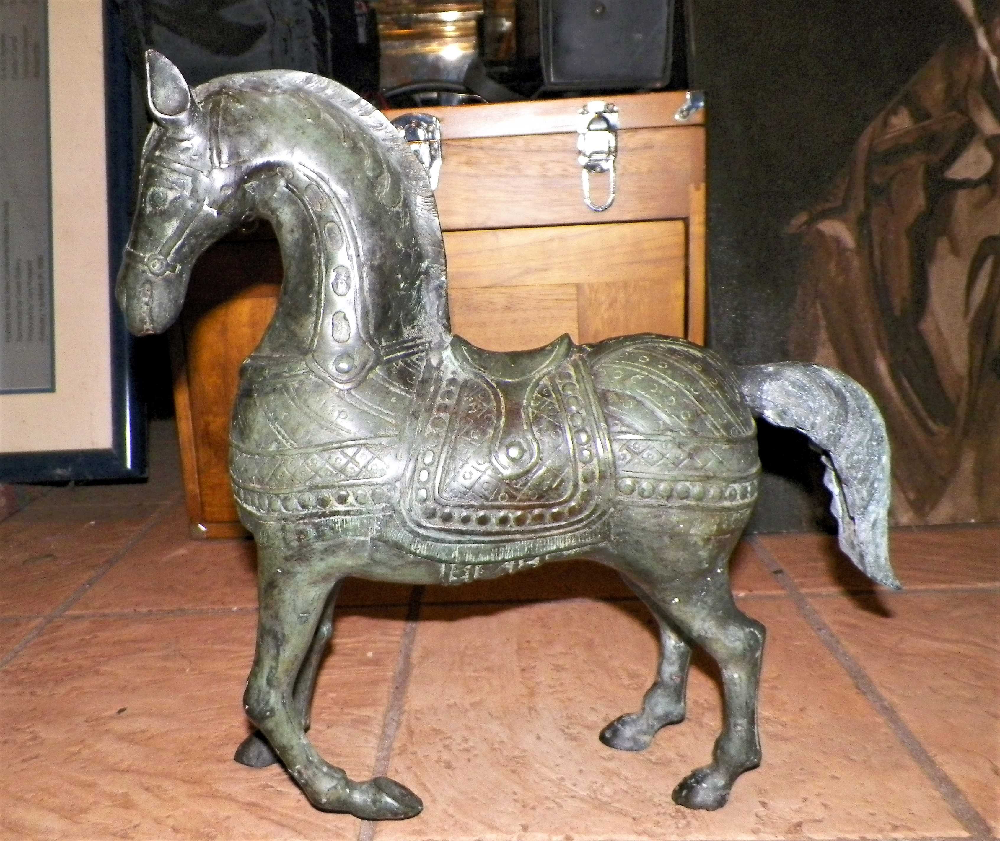 AA ART STATUE HORSE BRONZE METAL 2AA.JPG