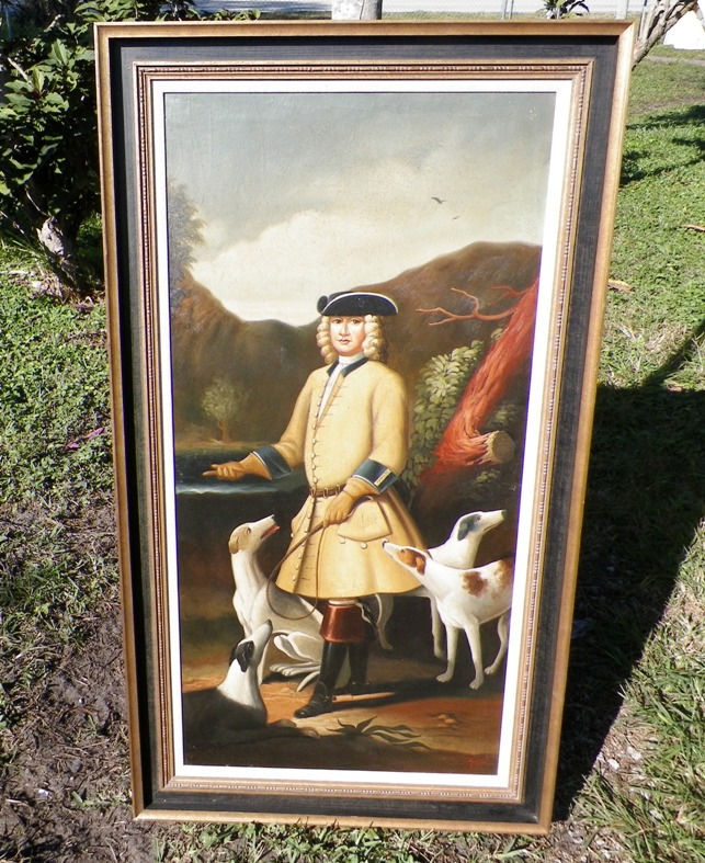 AA EBAY NEW A ART PAINTING ANTIQUE PAINTING MAN AND DOGS 1AA.jpg