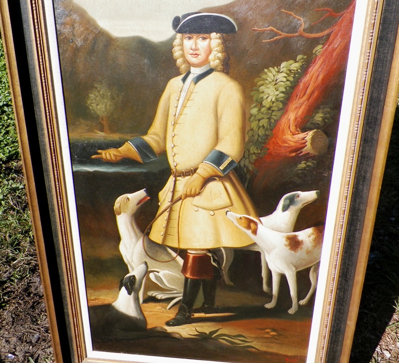 AA EBAY NEW A ART PAINTING ANTIQUE PAINTING MAN AND DOGS 1BAAA.jpg