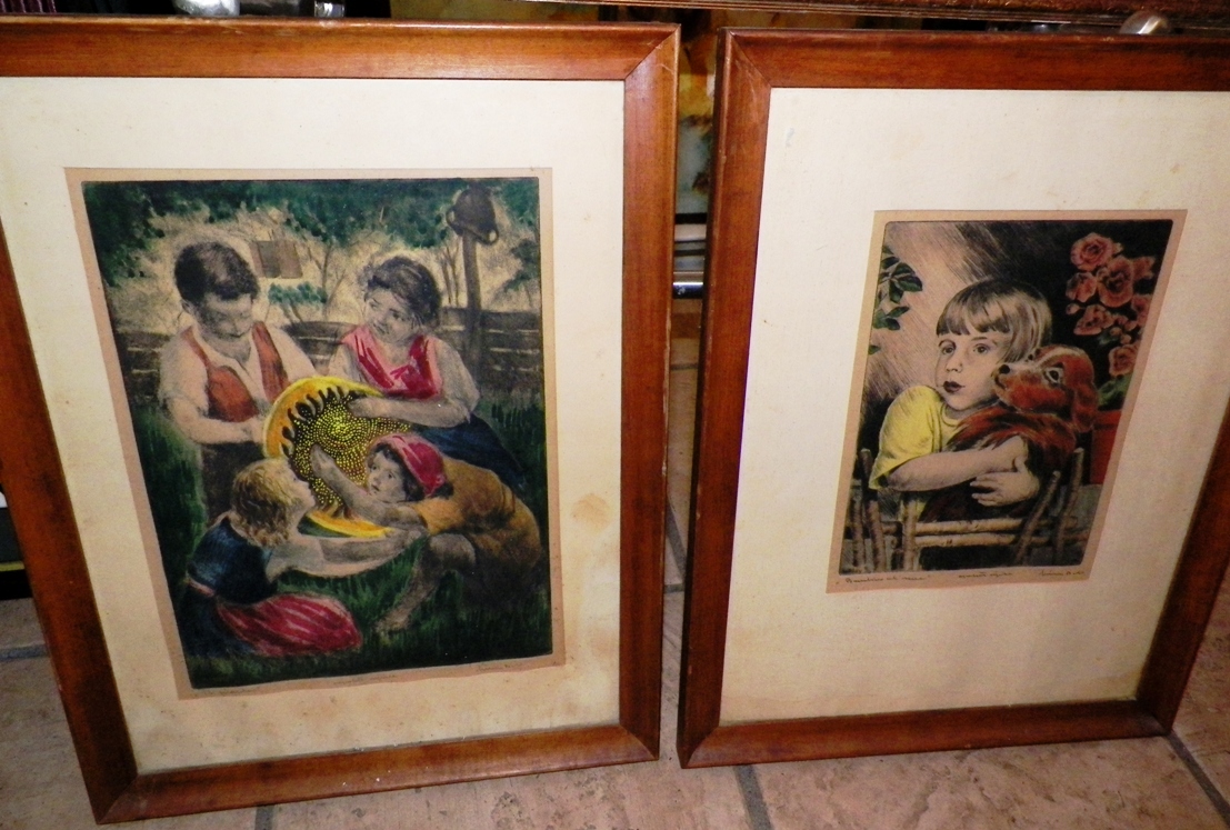 AA EBAY NEW A ART PAINTING DRAWING 2 FRAMED COLORFUL CHILDREN ART 1AA.jpg