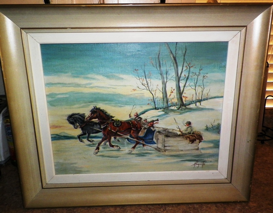 AA EBAY NEW A ART PAINTING HORSES RACING ON SNOW  ICE 1aa.jpg