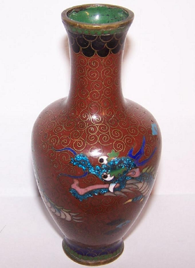 Japanese cloisonne & ginbari foil dragon vase age? Antiques Board