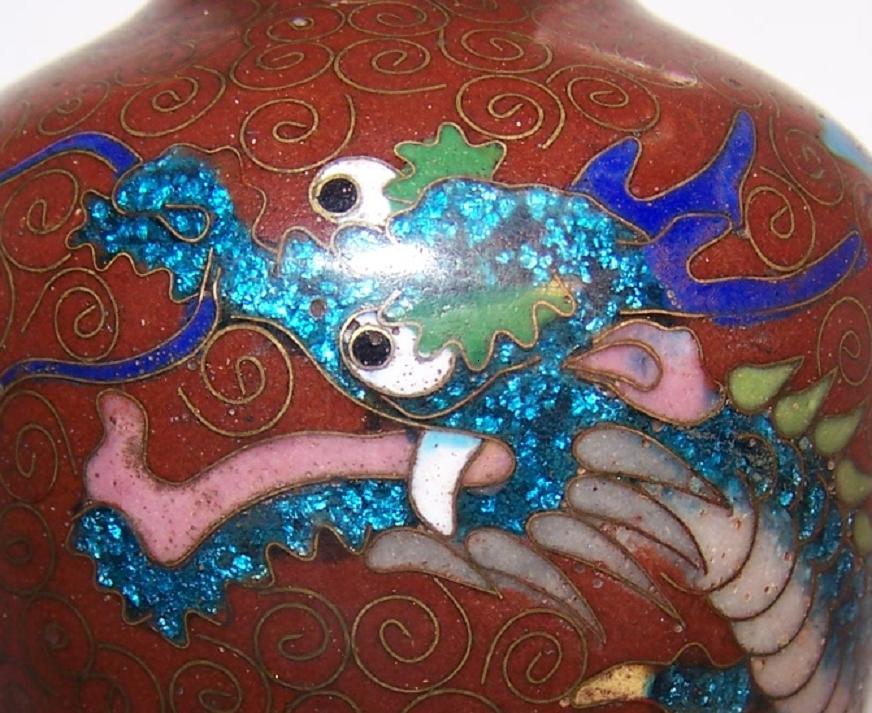 Japanese cloisonne & ginbari foil dragon vase age? Antiques Board