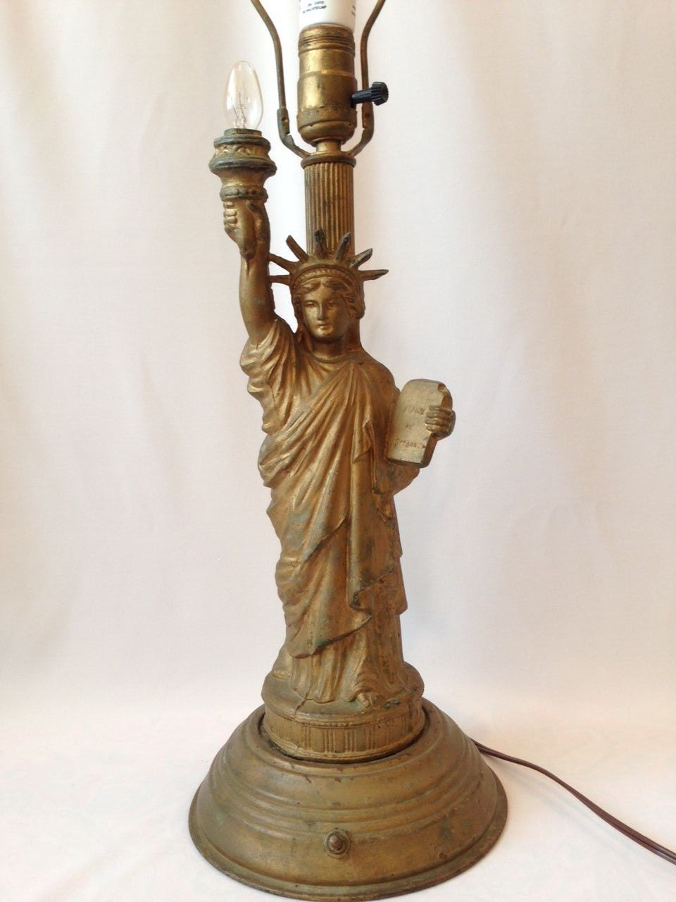 Antique Statue of Liberty Table Lamp with Flame Glass Bulb and New Wiring -2.jpg