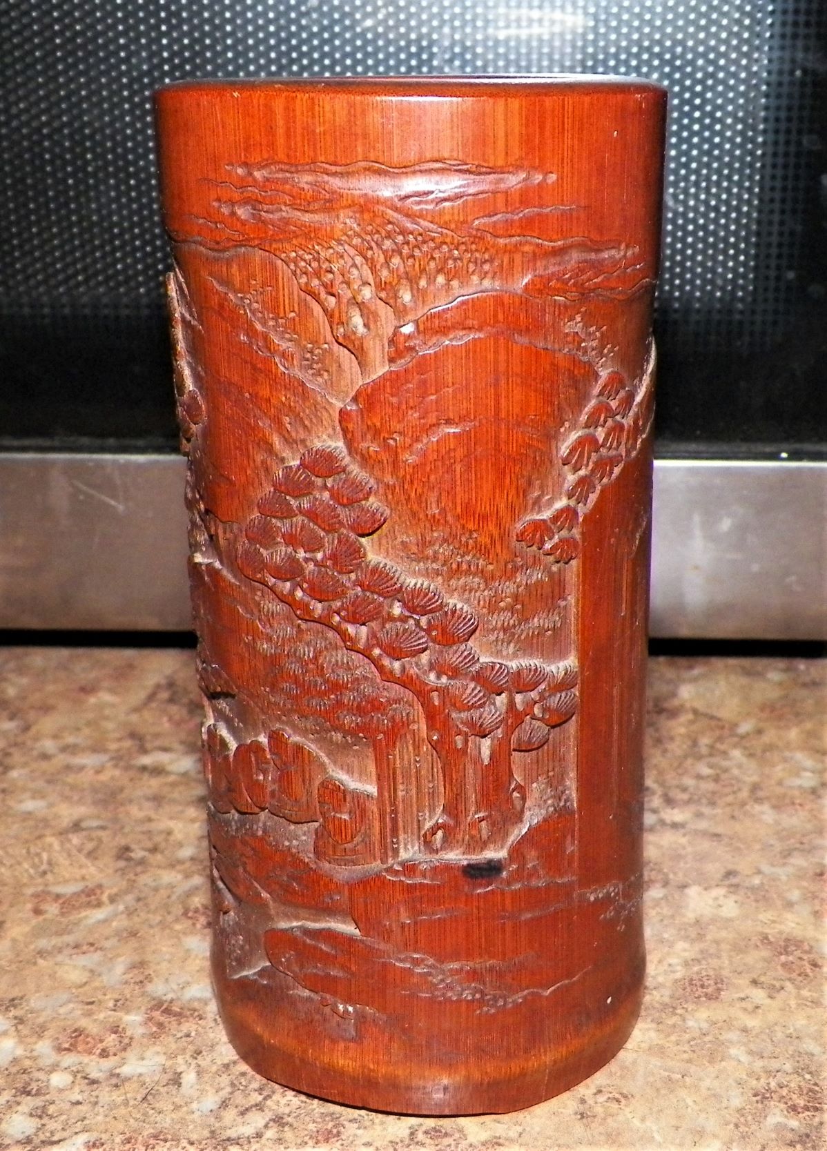 ART CARVE BAMBOO CHINESE CUP INK WELL 3ZAA.JPG
