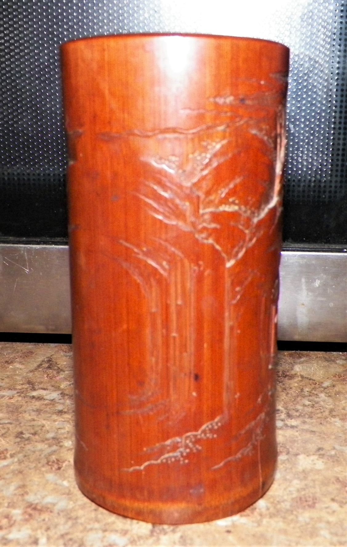 ART CARVE BAMBOO CHINESE CUP INK WELL 4ZAA.JPG